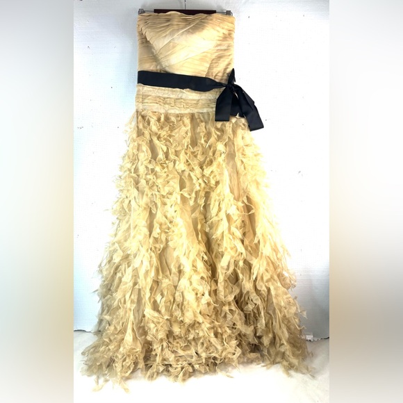 Tadashi Shoji 8 Silk Elegant Ruffle Strapless Formal Maxi Dress Prom Tadashi Shoji 8 Silk Elegant Ruffle Strapless Formal Maxi Dress Prom